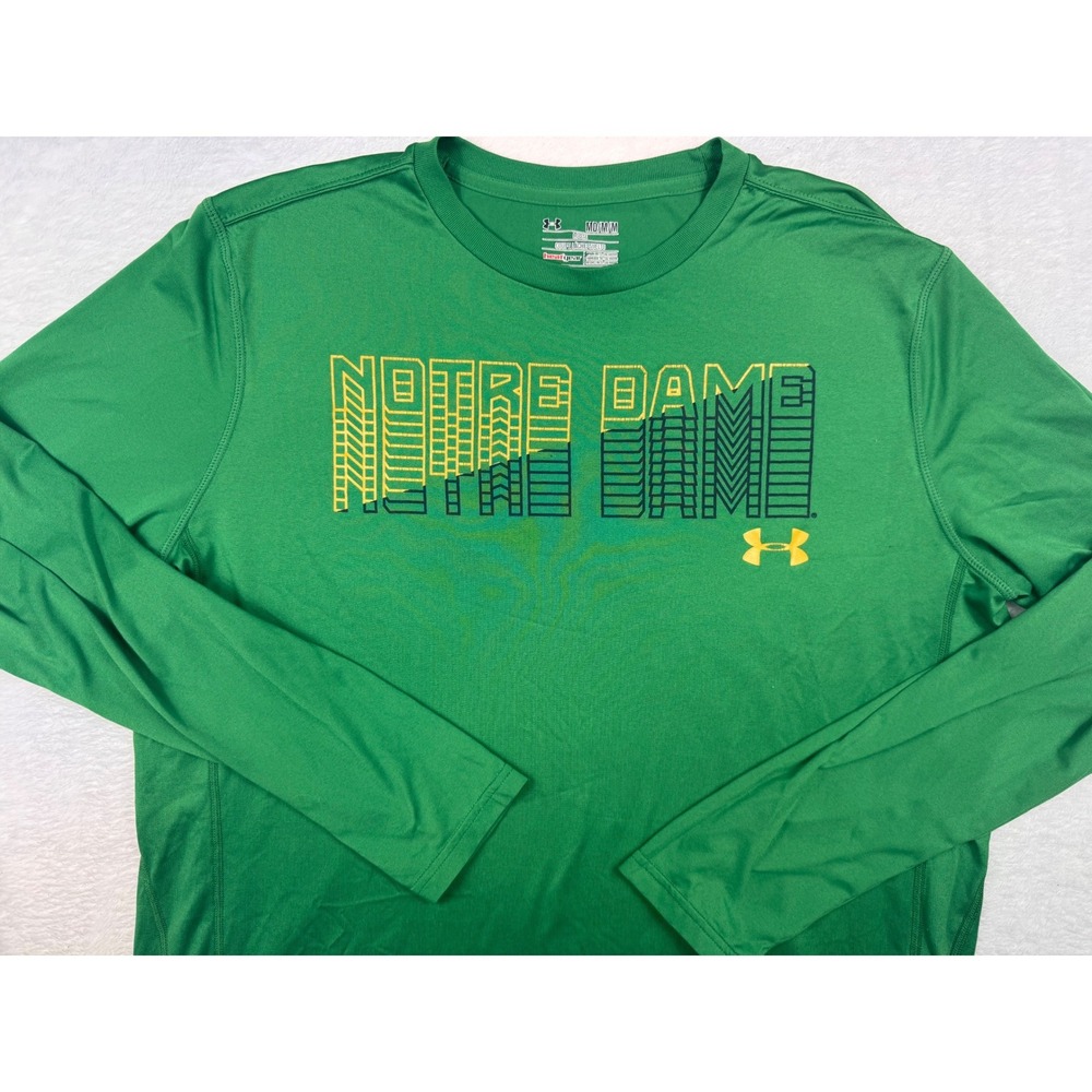 Under Armour Notre Dame Fighting Irish HeatGear Shirt Mens Medium Green Long Slv